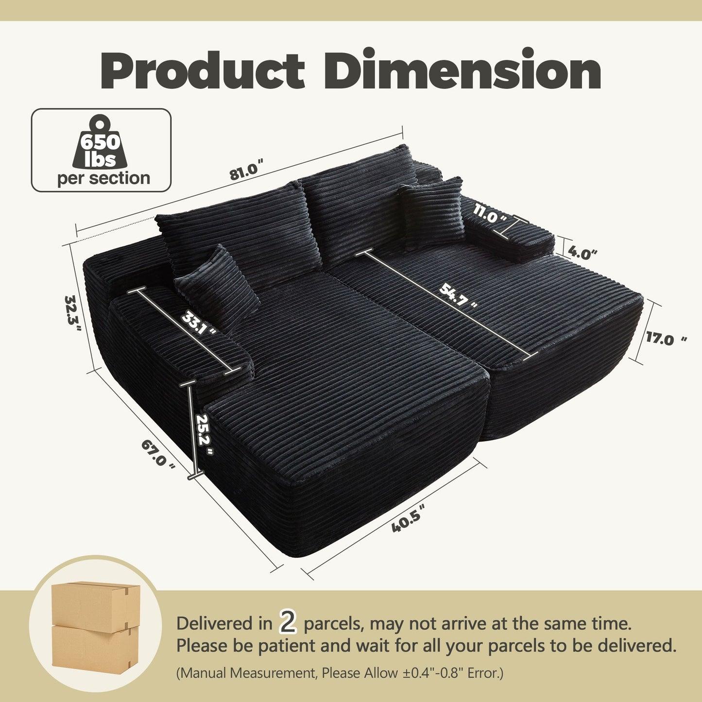 Big Mac sofa (Including 3 sofa cushions + 3 pillows)